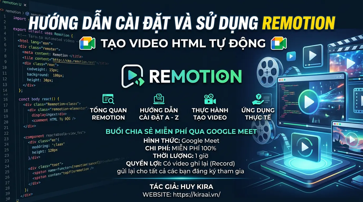 Hướng dẫn cài đặt và sử dụng Remotion tạo video HTML tự động